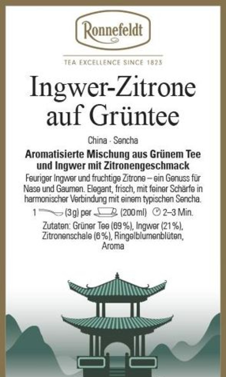 Ronnefeldt | Ronnefeldt-Tee Ingwer-Zitrone Auf Grntee