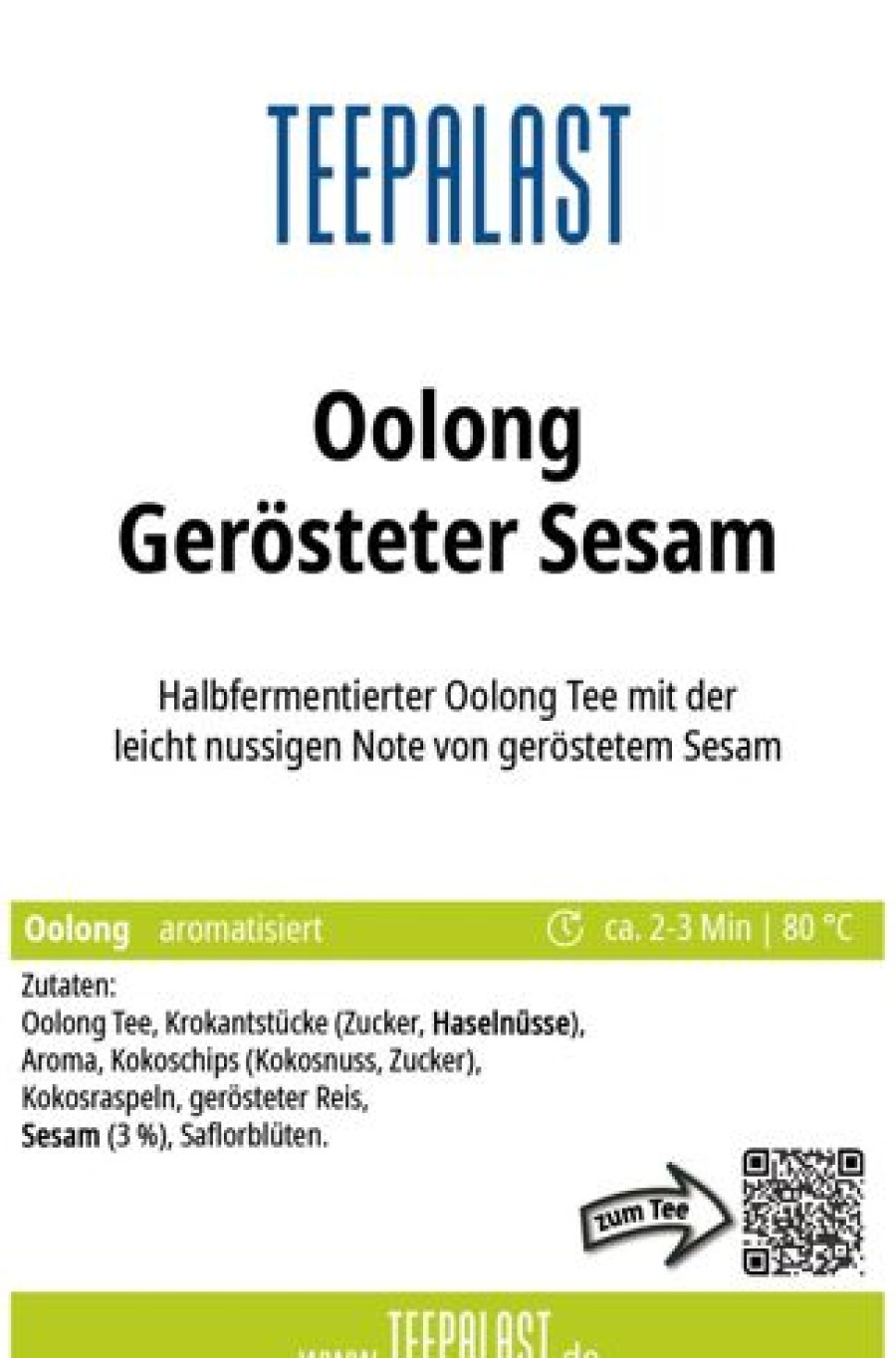 Oolong Tee | Teepalast Gersteter Sesam