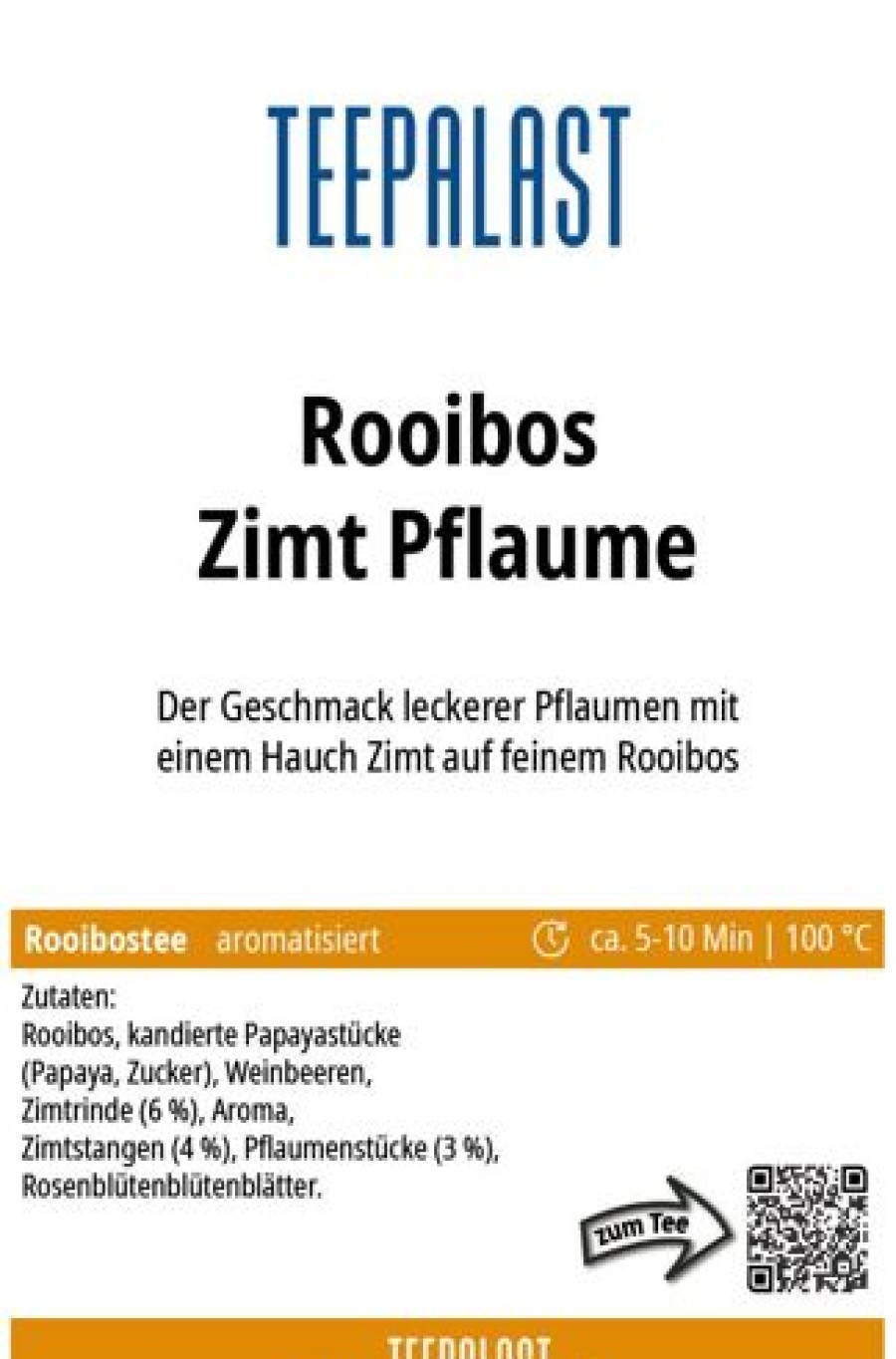 Weihnachtstee | Teepalast Rooibos Zimt Pflaume